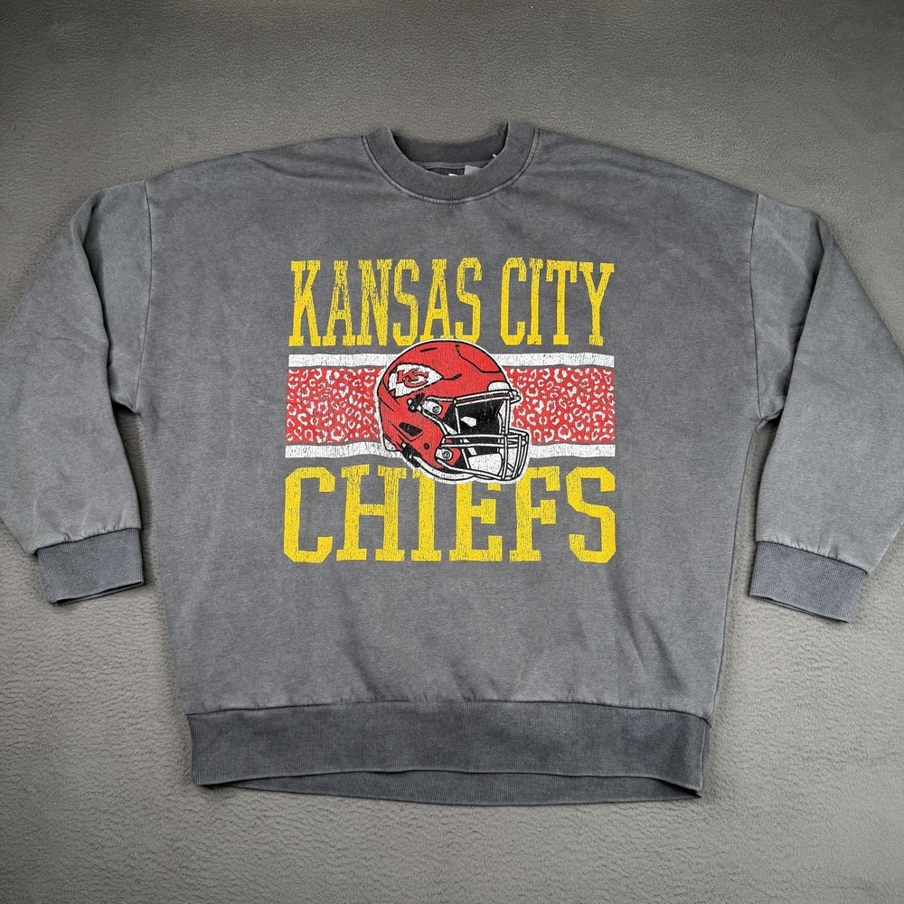 Kansas City Chiefs Sweatshirt Womens Large Gray NFL Football Gameday Couture - Picture 1 of 10
